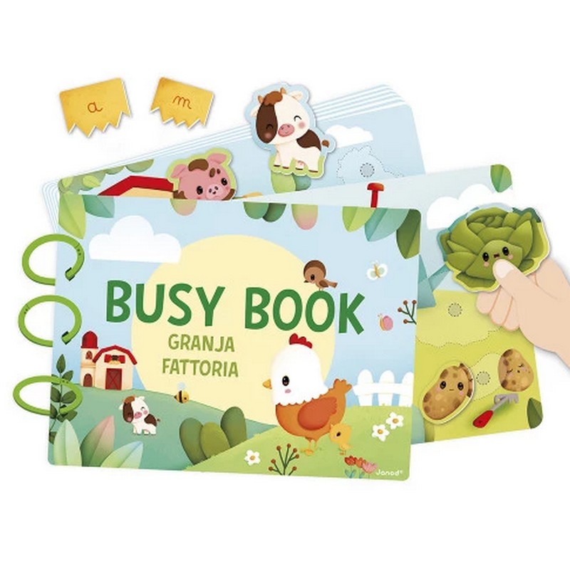 Libro interattivo multiattività a tema fattoria per bambini dai 3 anni